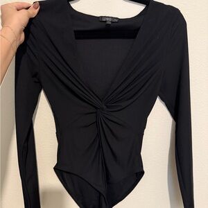 Topshop Black Twist Front Bodysuit